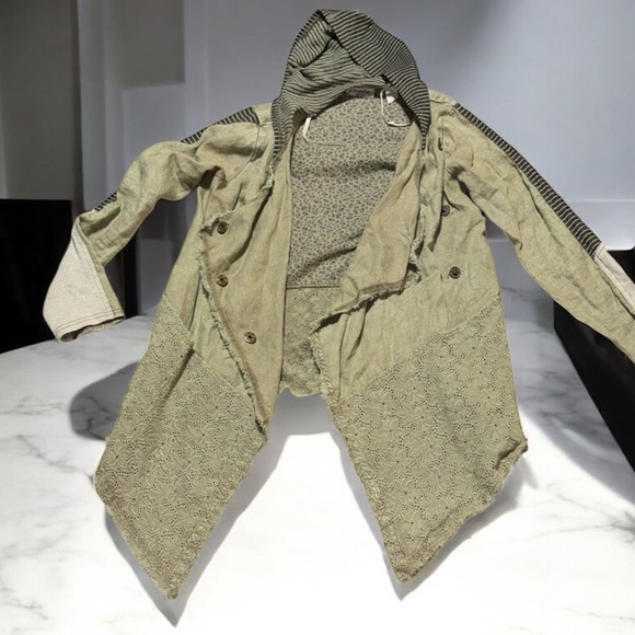 Medium Gimmicks by BKE Buckle Linen army green hoodie jacket lightweight - Picture 1 of 8